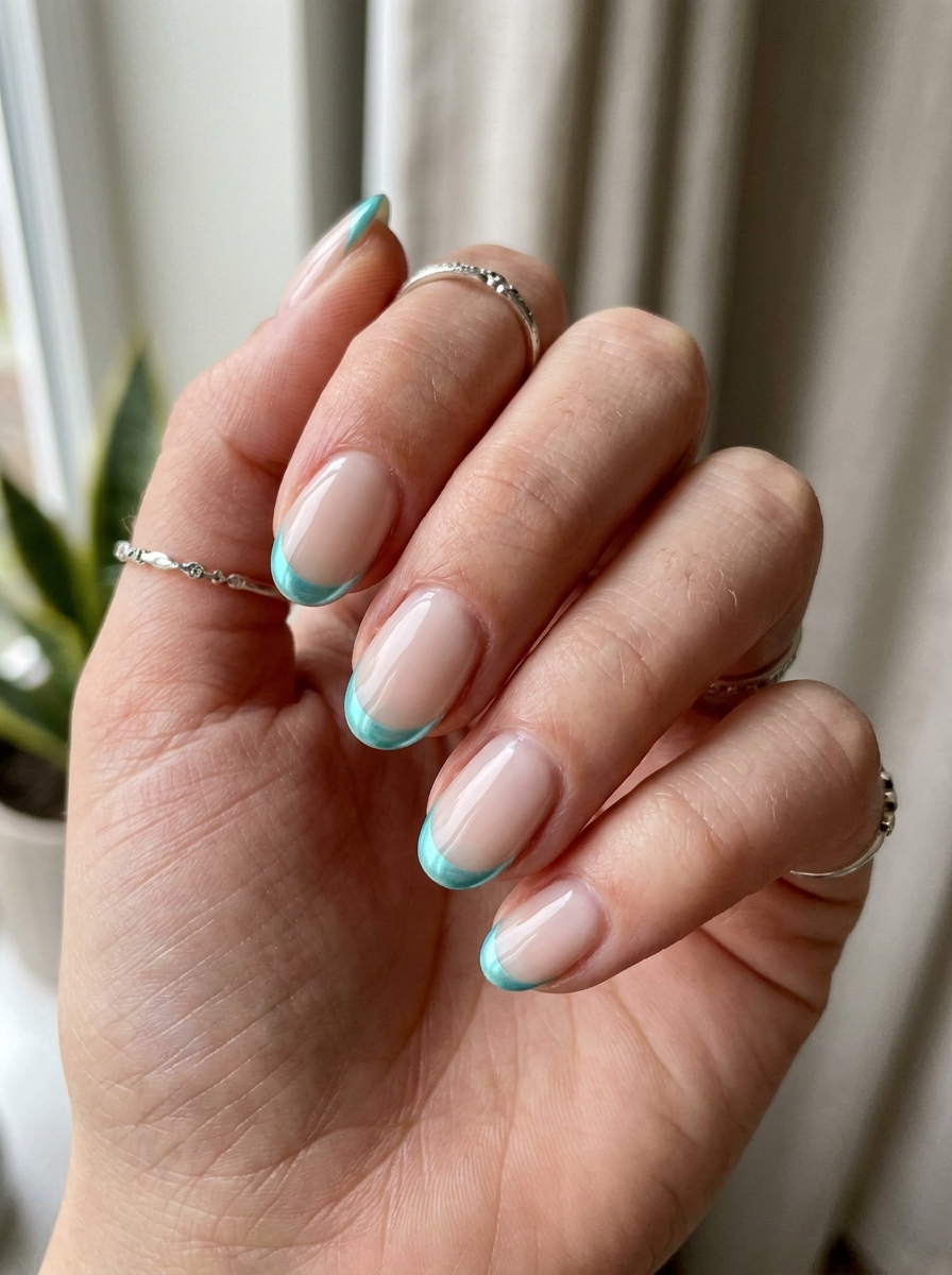 Turquoise Chrome French Nails als Turquoise French Nails Inspiration 2026